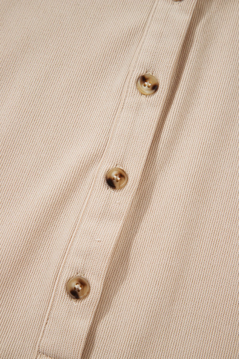 Oatmeal Corduroy Half Button Collared Long Sleeve Mini Dress - Jaico Online Shop