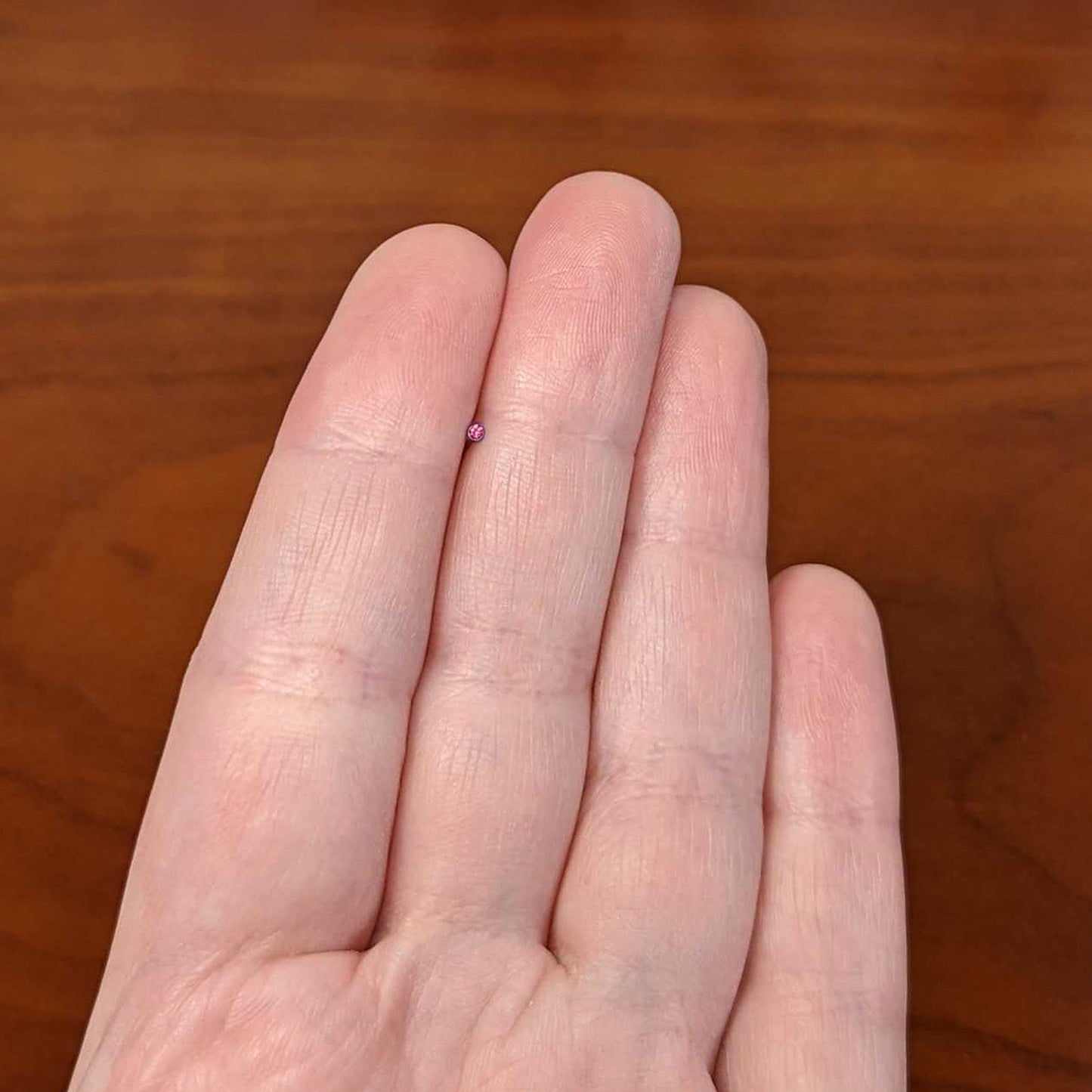 20G Stainless Steel Pink Gem Micro Nose Ring L-Shaped