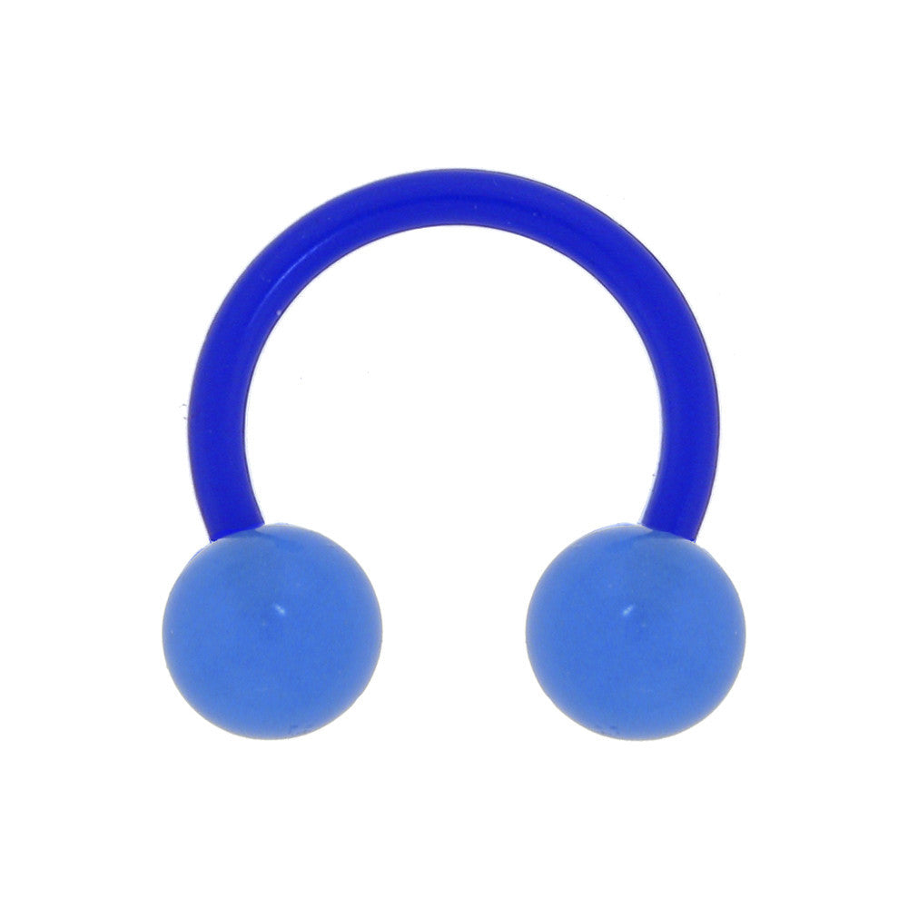 14G 3/8 Bioplast Blue Glow In The Dark Circular Horseshoe