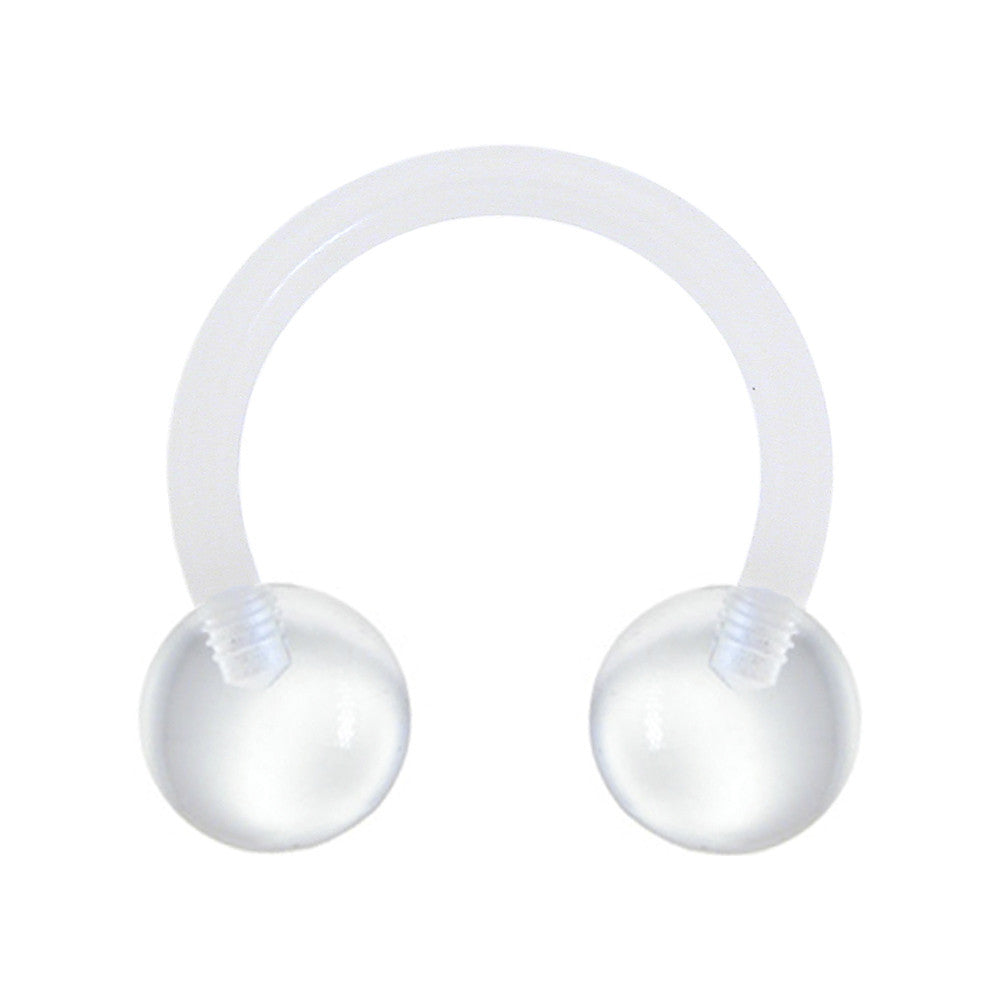 14G 3/8 Bioplast Cool Clear Horseshoe Circular Barbell