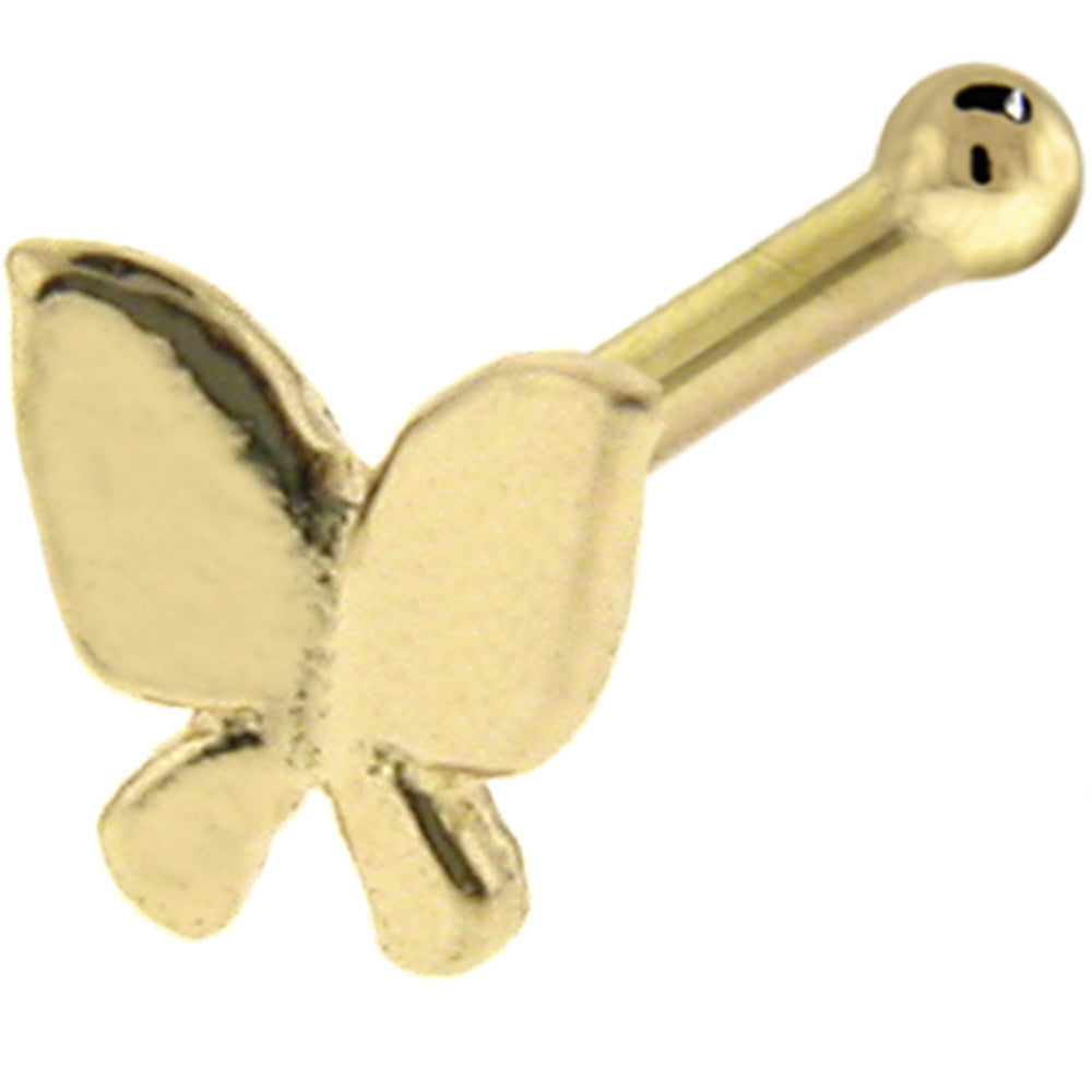 Solid 14k Yellow Gold Butterfly Nose Bone