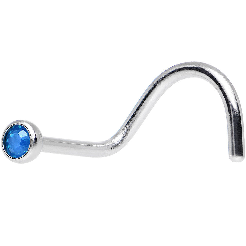 Caribbean Blue Opal Screw Nose Ring Created with Crystals