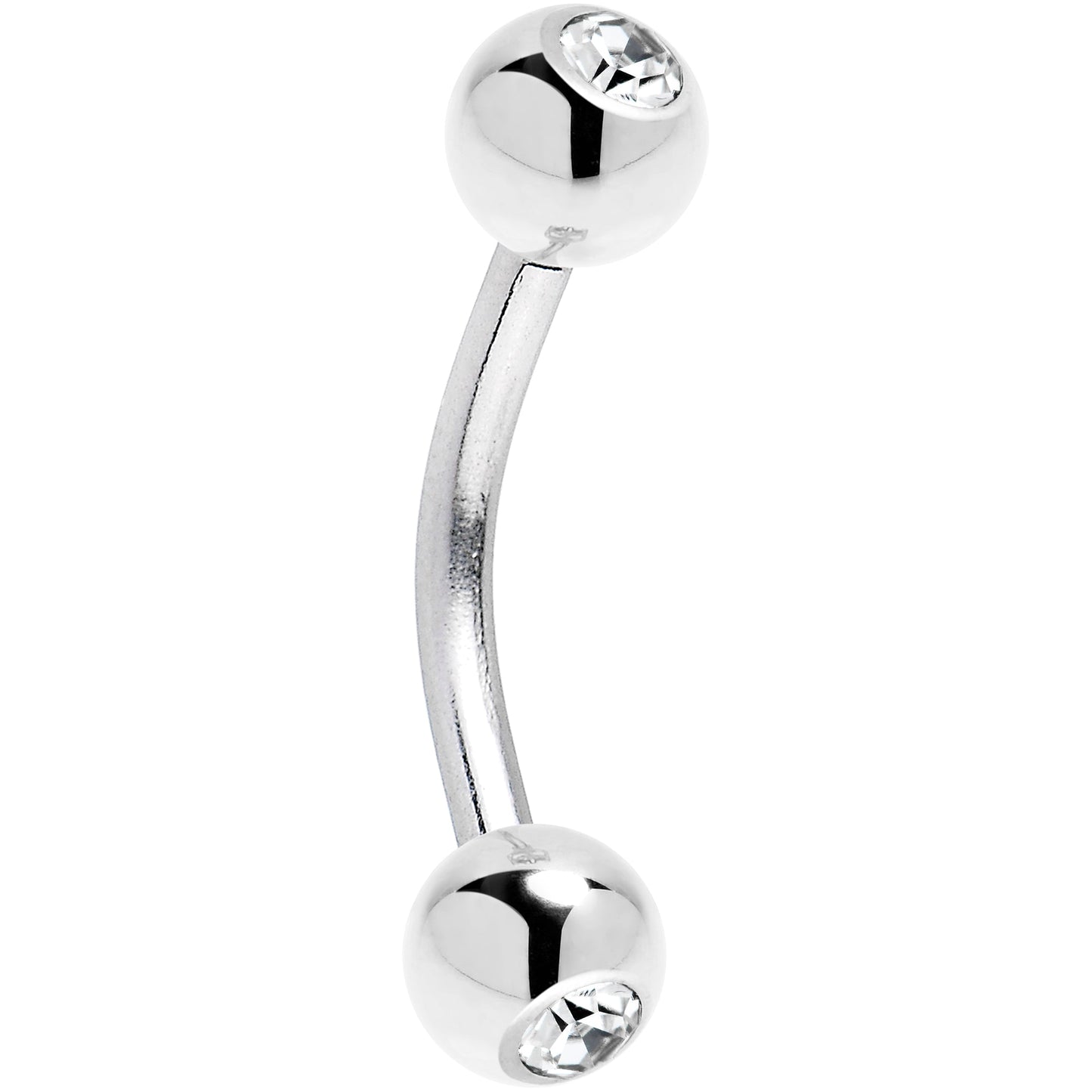 Solid 14k White GOLD Cubic Zirconia Eyebrow Ring 16G 5/16