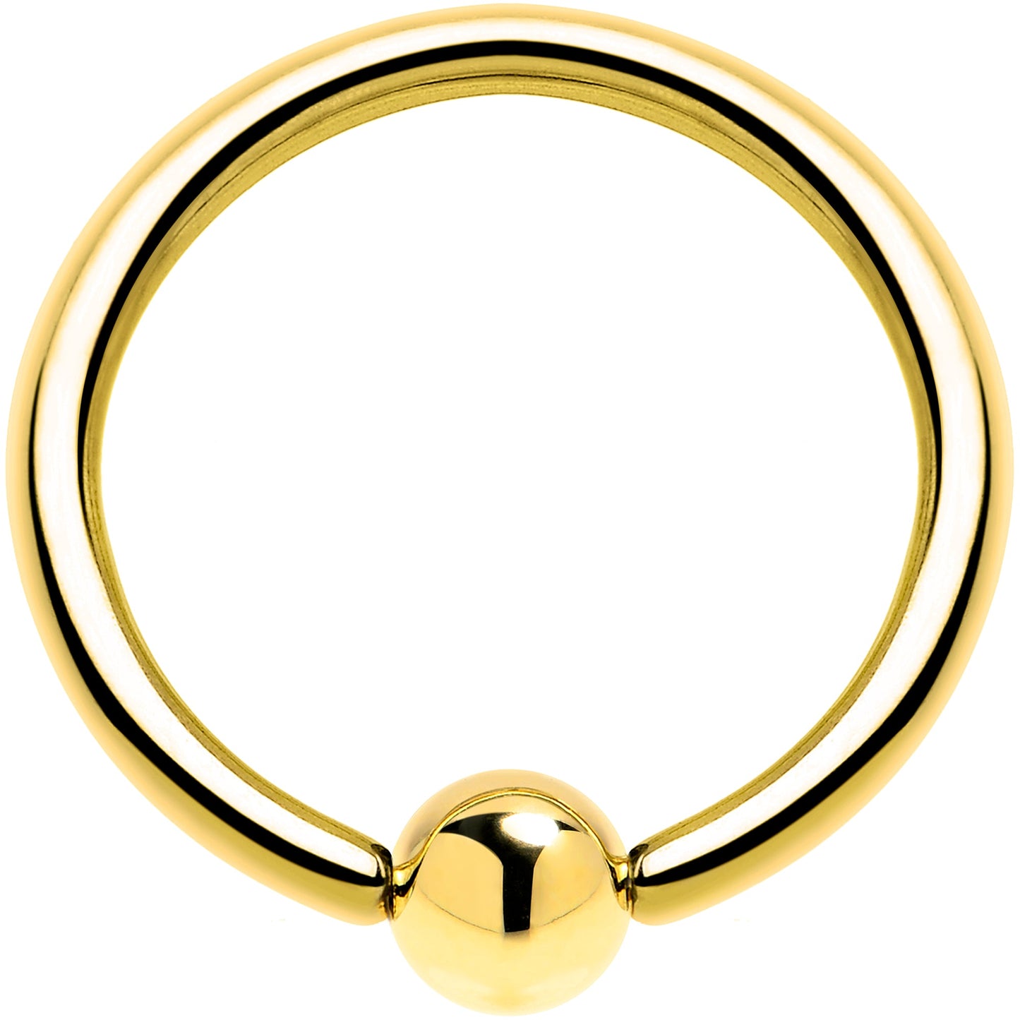 Solid 14K Yellow Gold 16G 3/8 Ball Captive Ring 3mm Ball