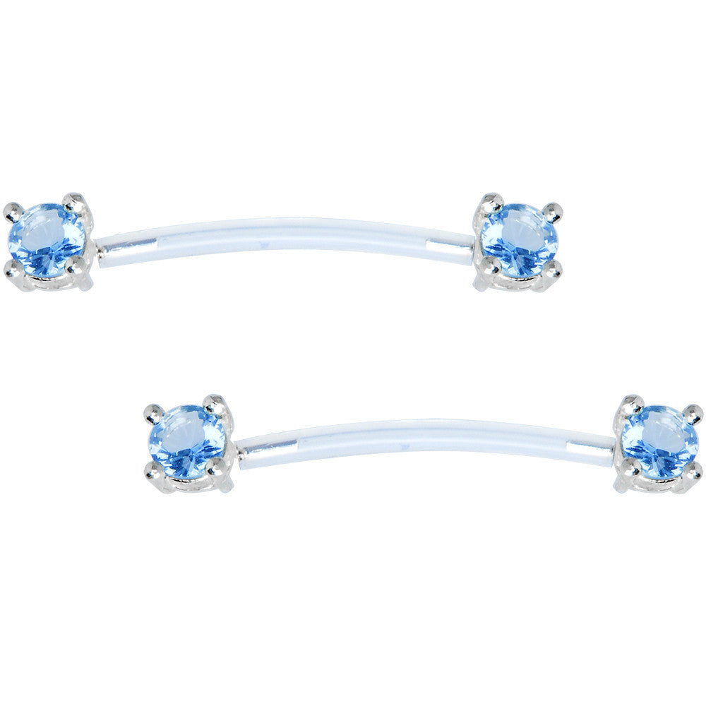 Aqua Round Solitaire Sterling Invisible Bioplast Nipple Shield Set