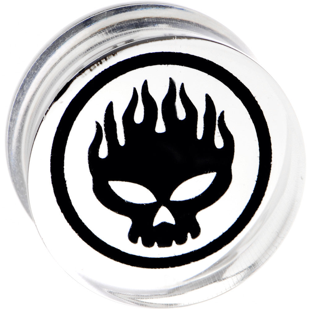 20mm Acrylic Photo Inlay Flaming Skull Plug