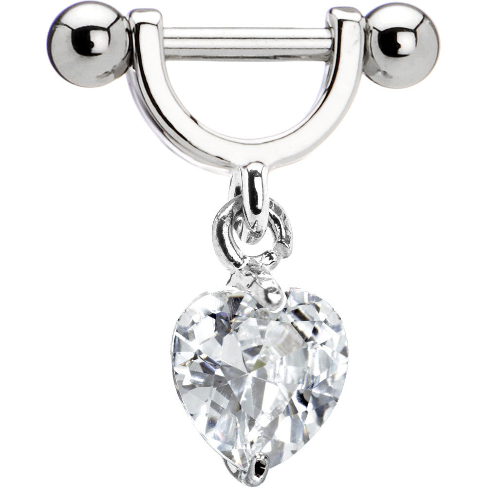 Clear Gem Heart Helix Cartilage Earring