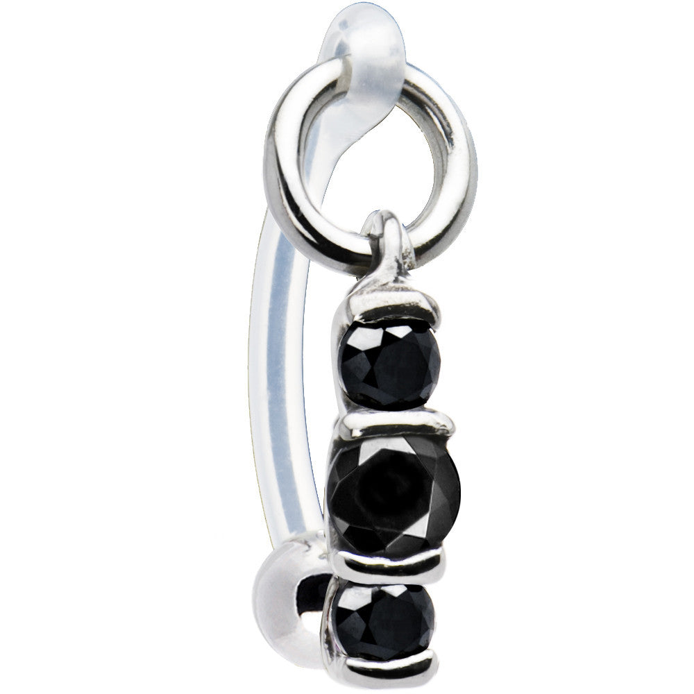 Black Cubic Zirconia Trio Drop Bioplast Intimate Piercing