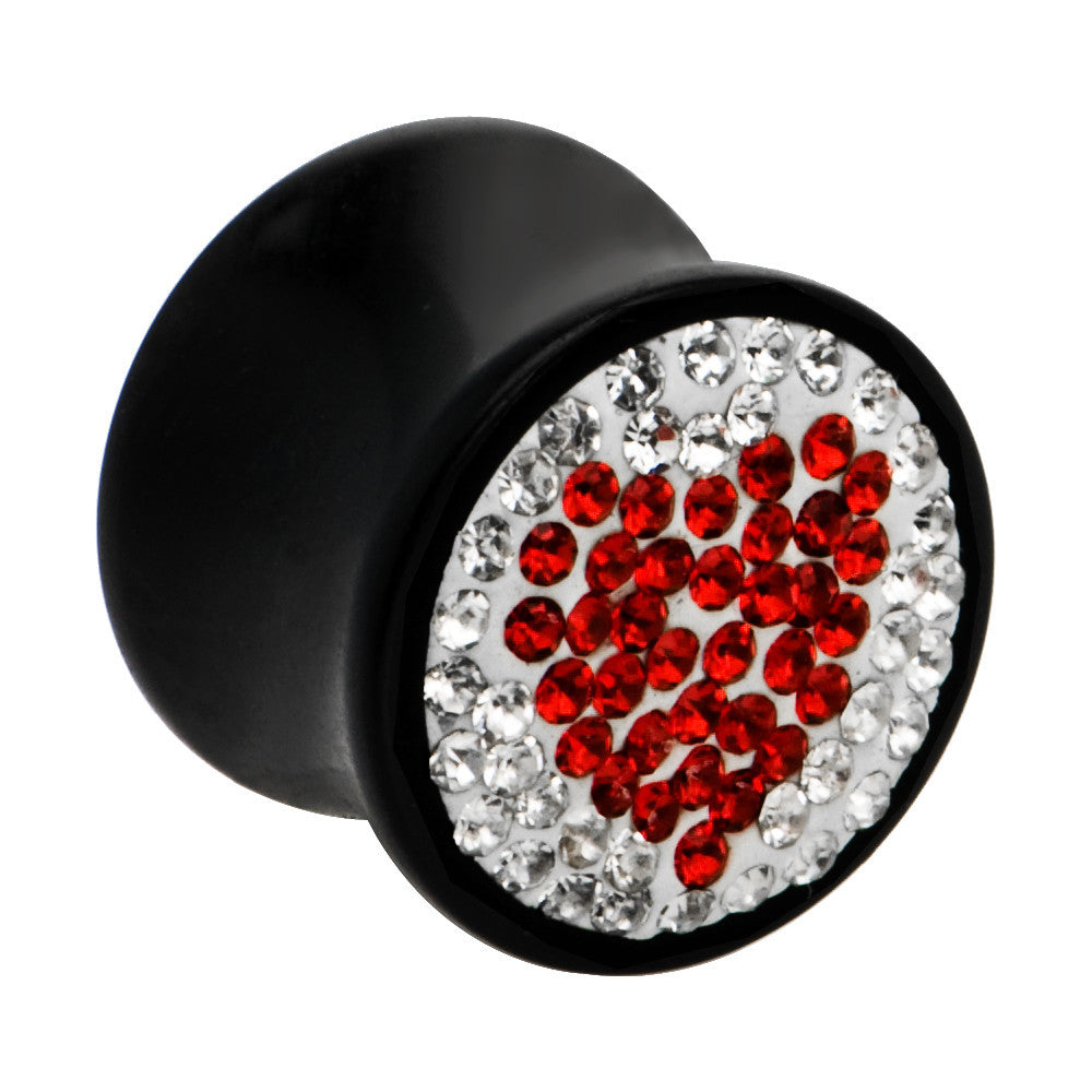 9/16 Crystal Red Heart Saddle Plug