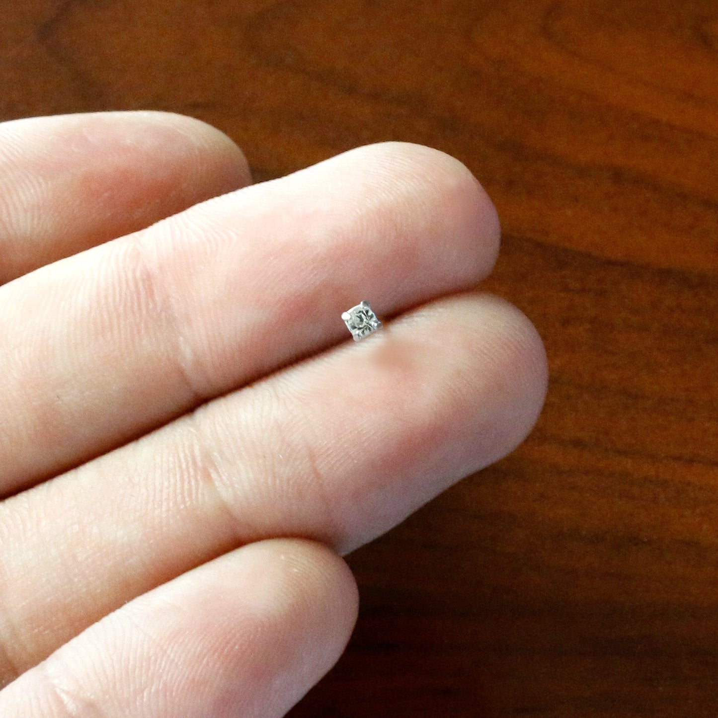 Sterling Silver 2mm Clear Nose Bone Created with Crystals