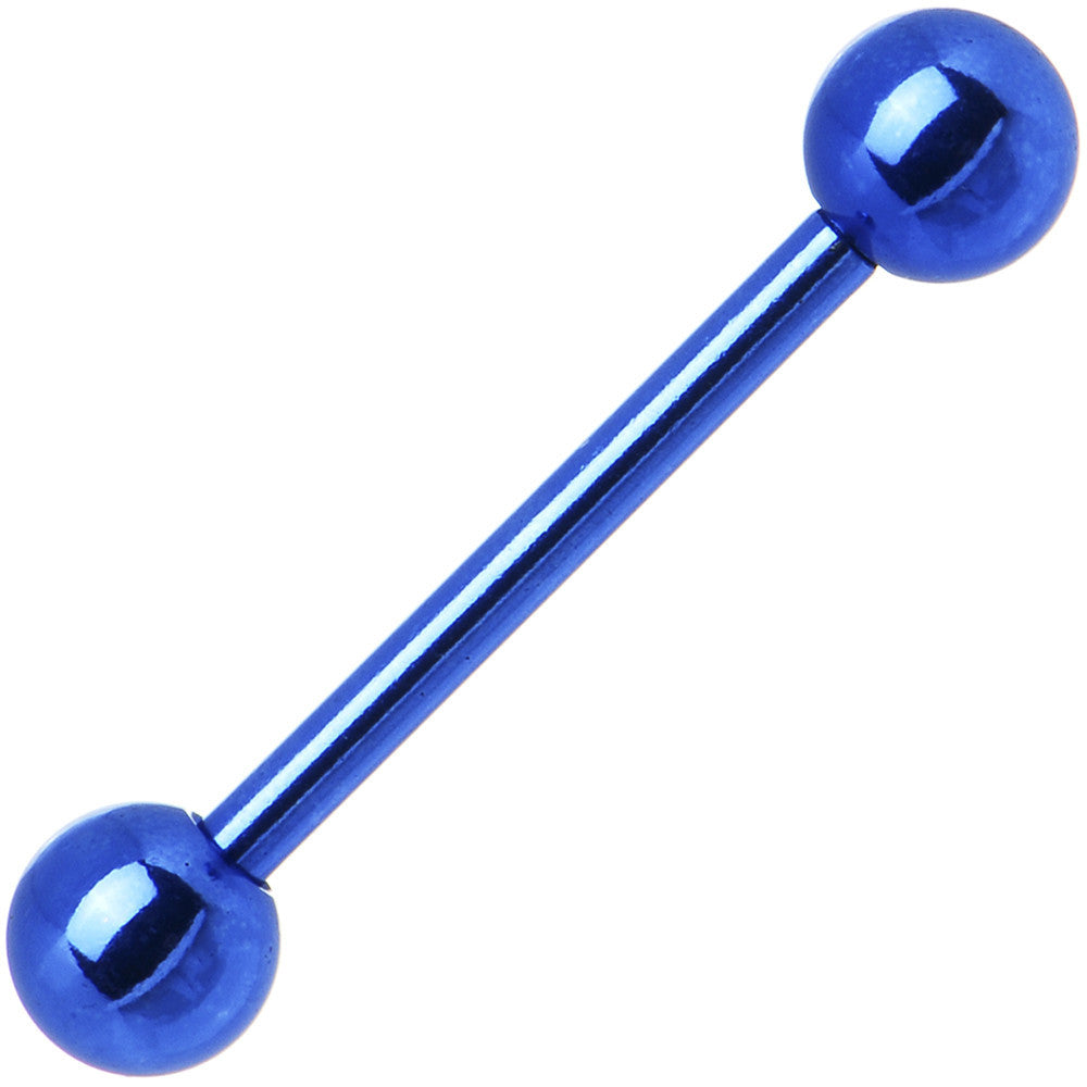 Blue Electro Titanium Barbell Tongue Ring