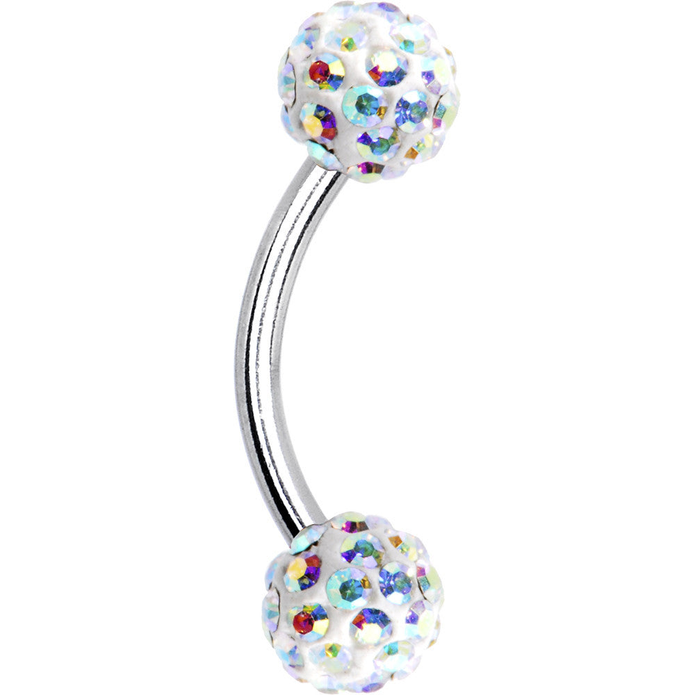 Aurora Ferido Ball Eyebrow Ring Created with Crystals