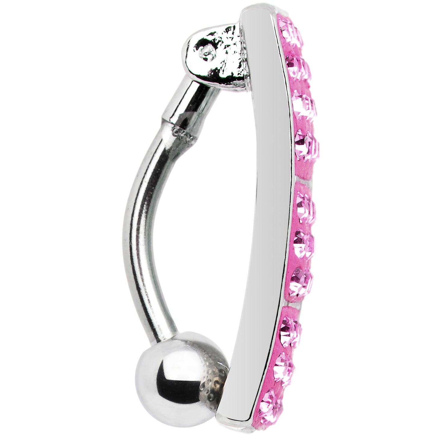 Top Mount Pink Lustrous Crystal Belly Ring