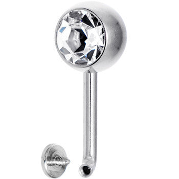 14G 8mm Clear Gem Vertical Hood Piercing -3/8 2mm Rise