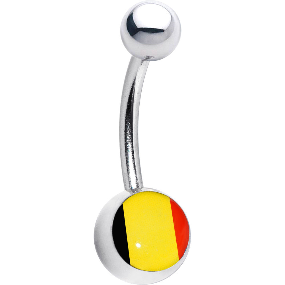 Stainless Steel Flag of Belgium Logo Belly Ring