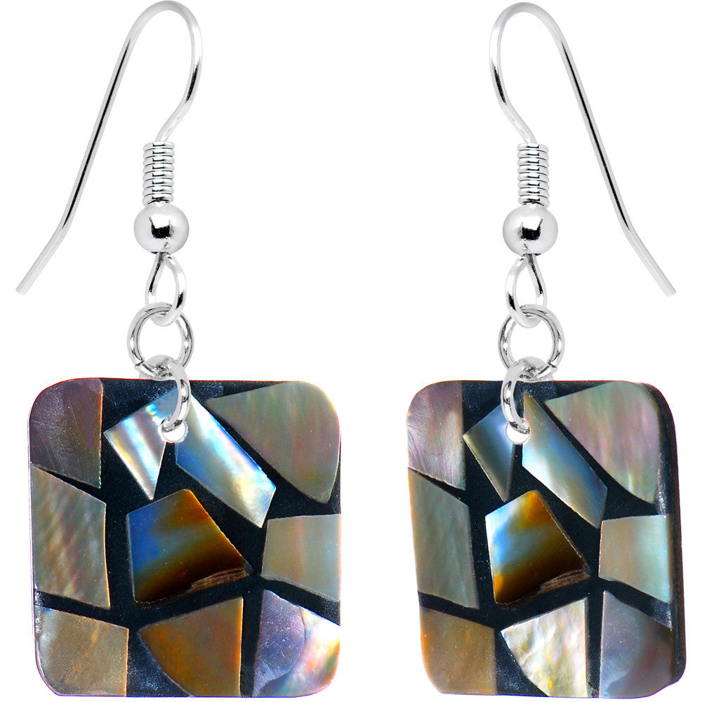 Brown lip Chip Square Shell Earrings