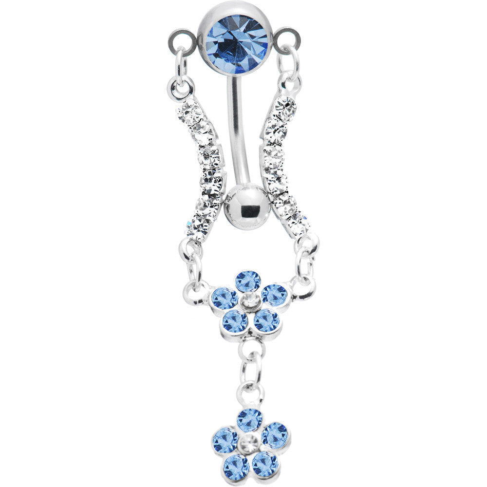 Blue Cubic Zirconia Flower Garden Belly Ring
