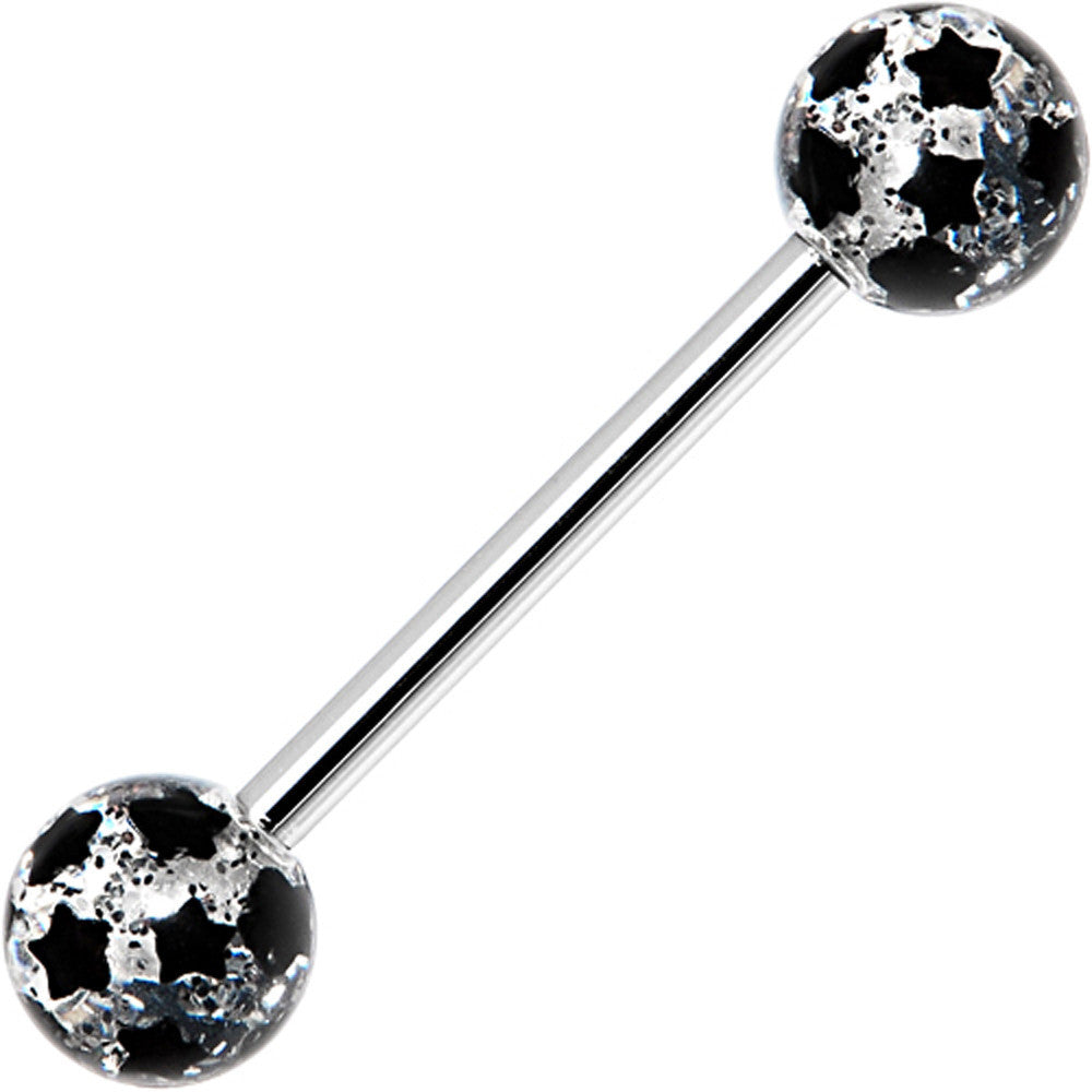 Black Glitter Star Barbell Tongue Ring