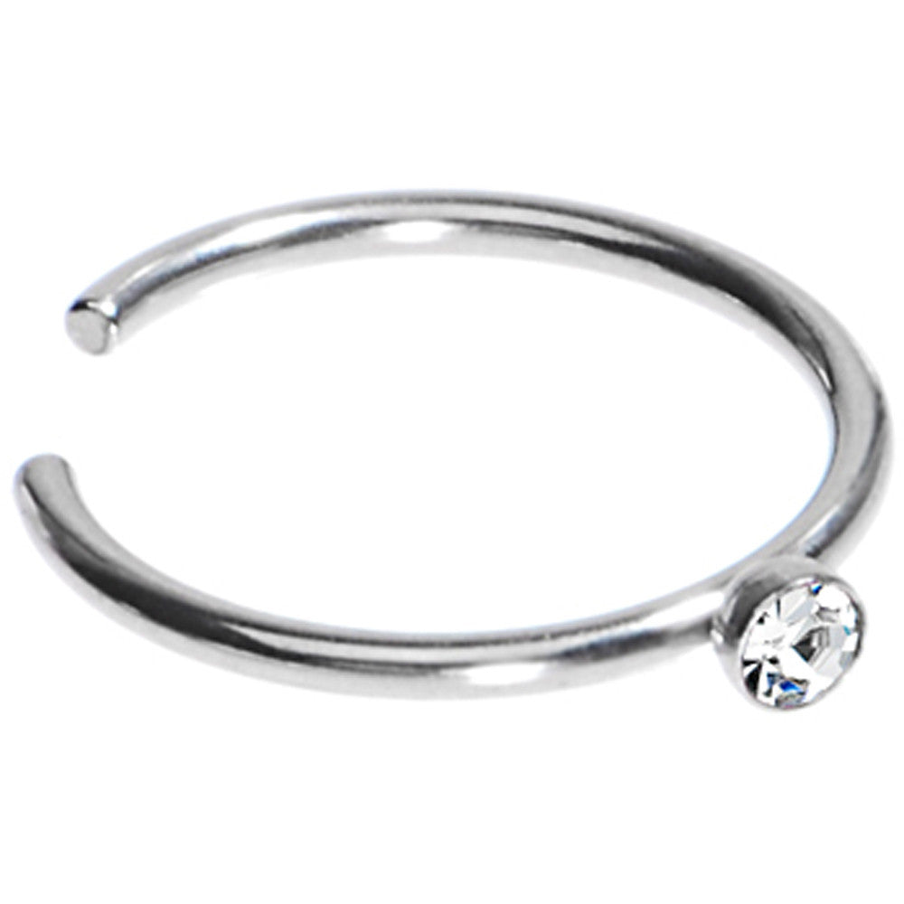 20G Stainless Steel Clear Gem Nose Hoop
