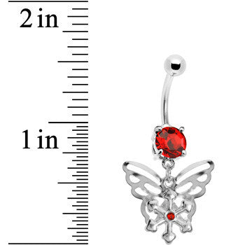 Ruby Red Gem Encompass Butterfly Belly Ring