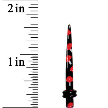 6G Black Red Mushroom Acrylic Ear Taper