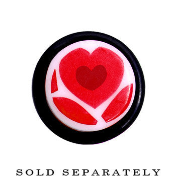 0G Lovely Red Heart Acrylic Ear Taper
