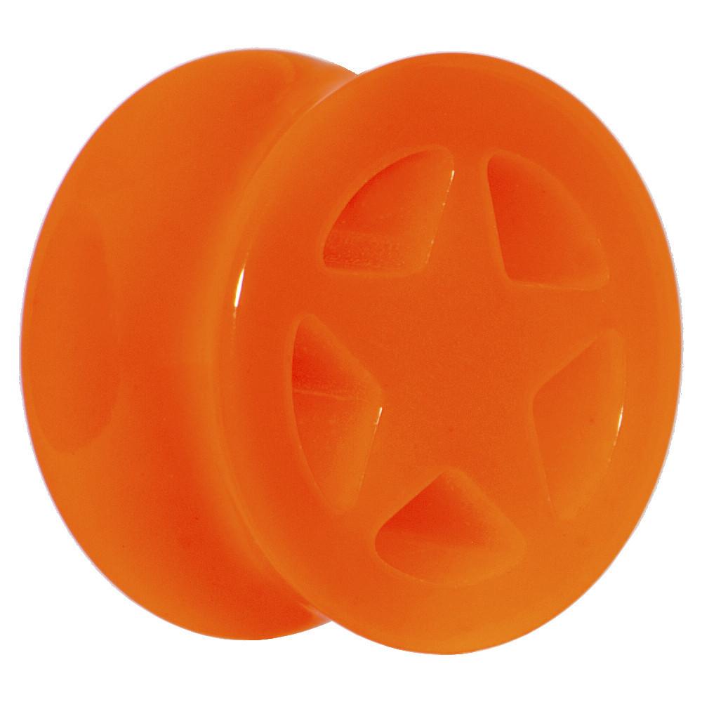 Acrylic Neon Orange Star Tunnel Plug 2G to 20mm