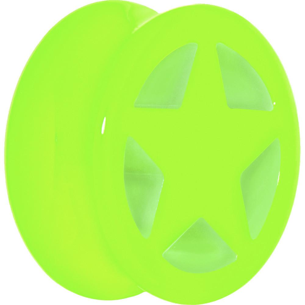 Acrylic Neon Green Star Tunnel Plug 2G to 20mm