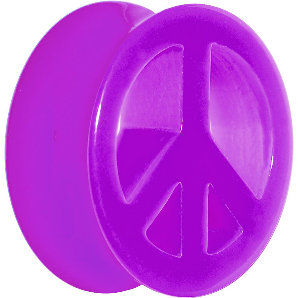 Acrylic Neon Purple Peace Sign Tunnel Plug 2G to 20mm