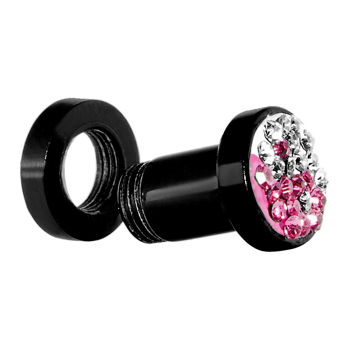 4G Pink Crystal Ferido Yin Yang Acrylic Screw Fit Tunnel