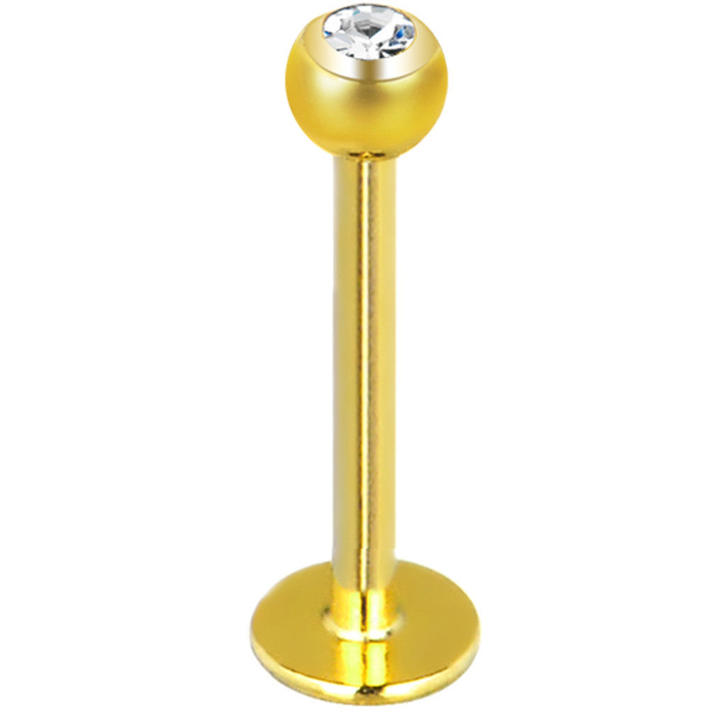 16G 1/2 Clear Gem Gold Plated Labret Monroe
