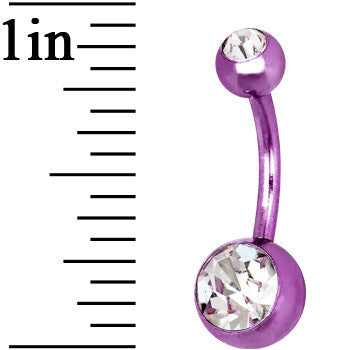 Purple Anodized Titanium Double Gem Belly Ring