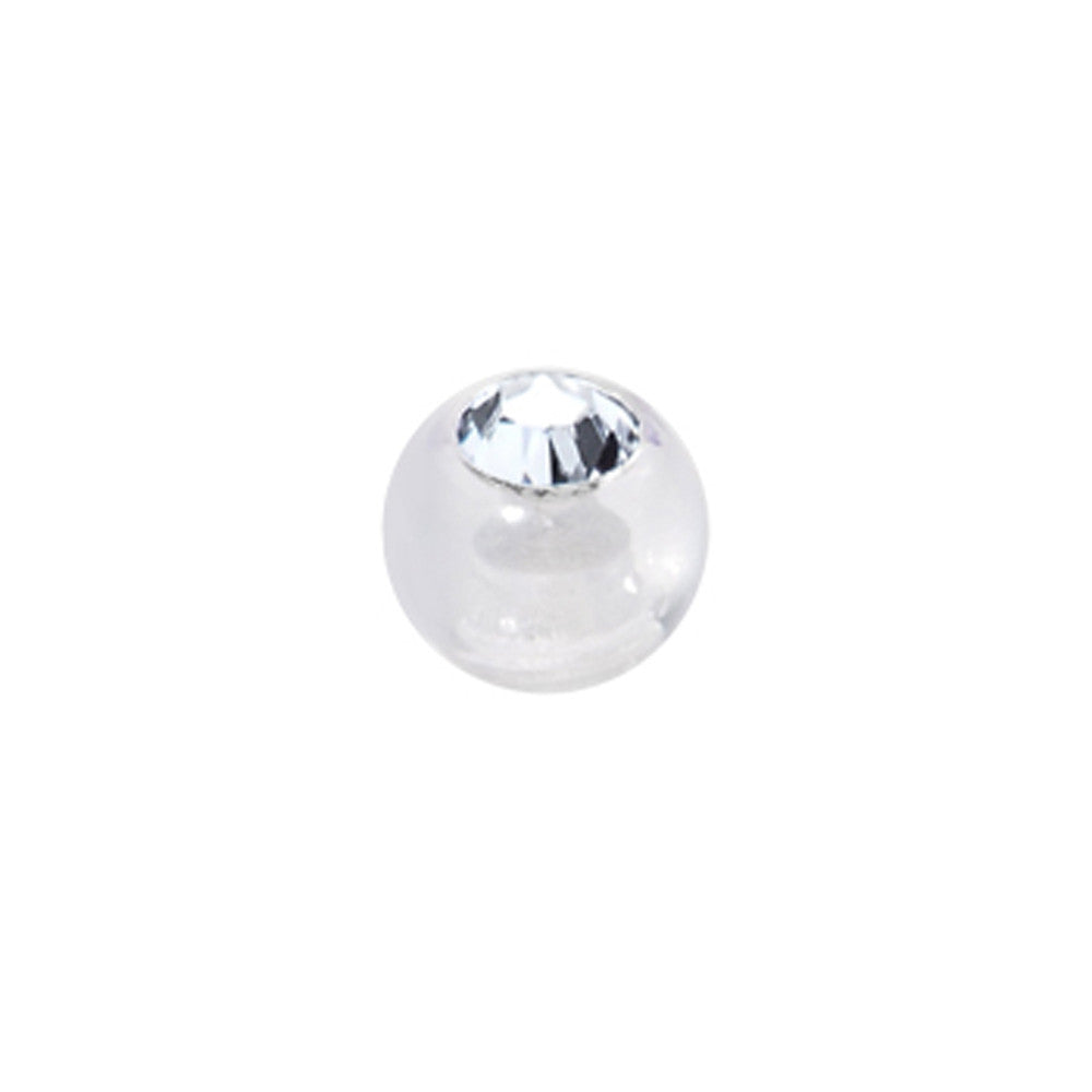 3mm White Acrylic Replacement Ball with Clear Gem