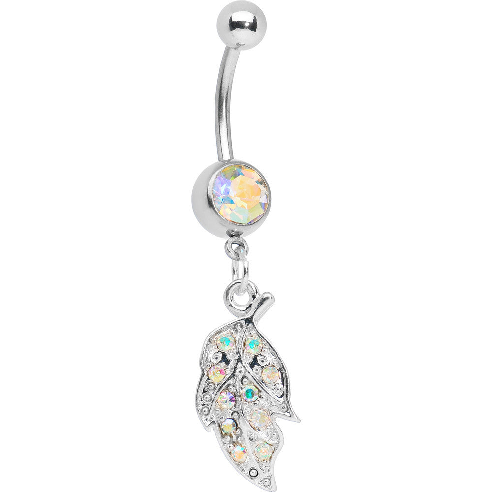 Aurora Gem Sunlit Leaf Belly Ring
