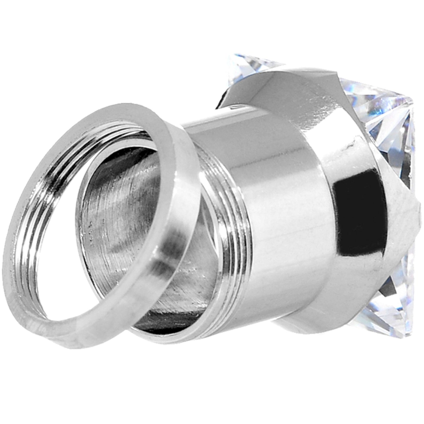 Clear CZ Gem Stainless Steel Screw Fit Tunnel Plug Set 0G