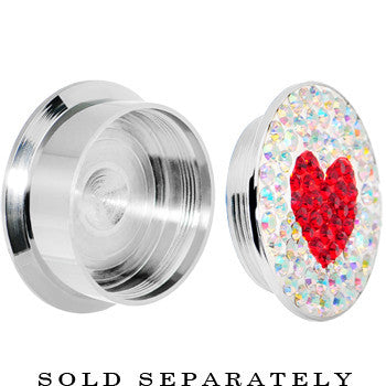 9/16 Stainless Steel Aurora Gem Red Heart Screw Fit Plug