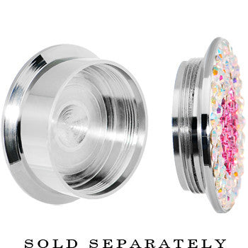 7/8 Stainless Steel Aurora Gem Pink Heart Screw Fit Plug