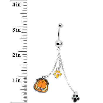 Paw Print Chain Dangle Garfield Belly Ring