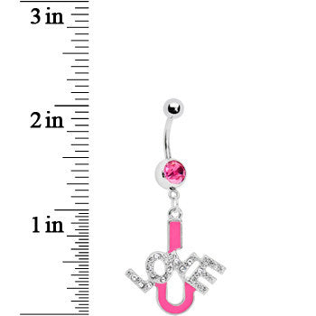 Pink I Love You Belly Ring
