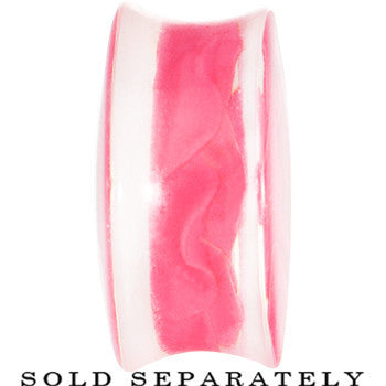 24mm Clear Acrylic Pink Floating Rose Flower Saddle Plug