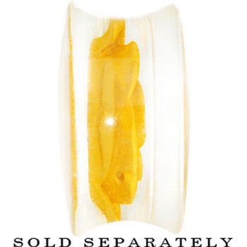 7/8 Clear Acrylic Yellow Floating Rose Flower Saddle Plug