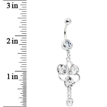 Clear Gem Glamour Flower Belly Ring