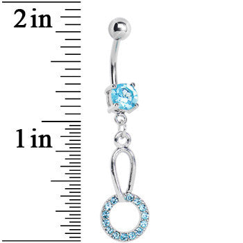 Aqua Gem Paved Circular Loop Belly Ring