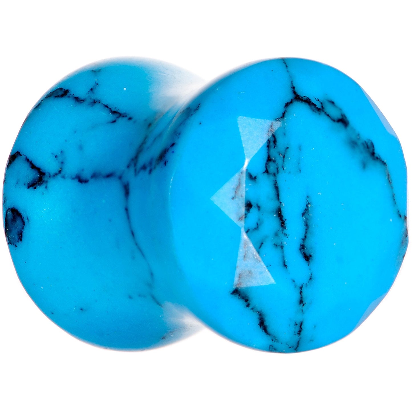 0G Turquoise Semi Precious Stone Saddle Plug Set