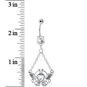 Crystalline Gem Girly Winged Heart Belly Ring