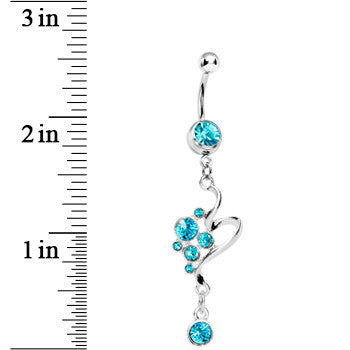 Aqua Gem Bubbles Swirl Drop Belly Ring