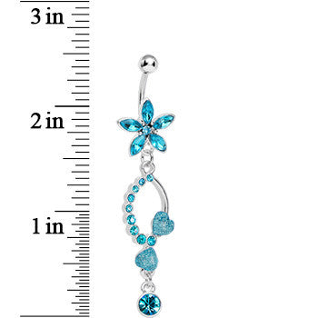 Blue Gem Flirty Flower Drop Belly Ring