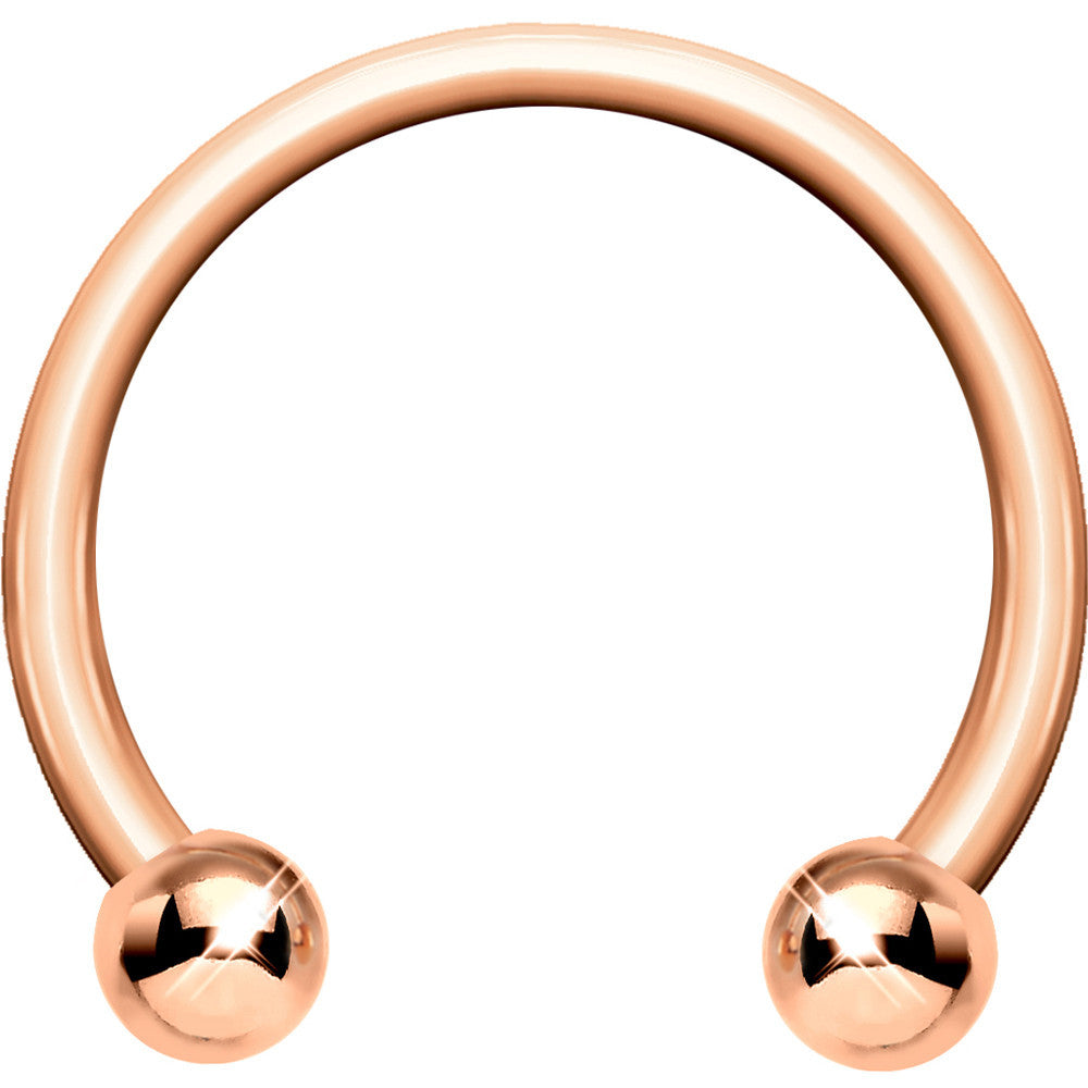 16G Rose Gold Circular Horseshoe Barbell 7/16 3mm Ball