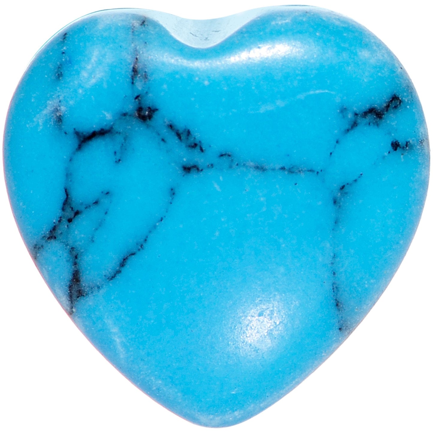 00G Natural Blue Turquoise Sweet Heart Stone Saddle Plug