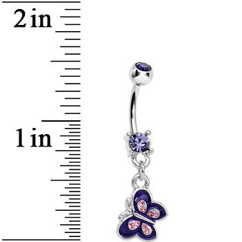 Tanzanite Gem Flight of the Purple Butterfly Dangle Belly Ring